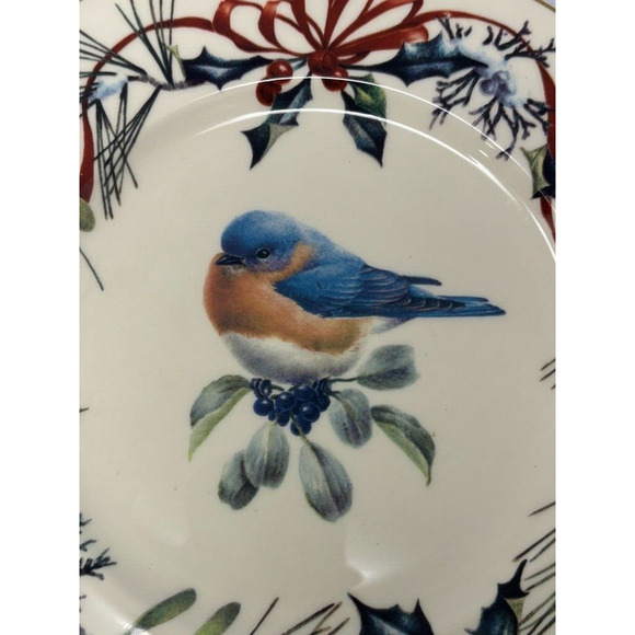 Lenox Winter Greetings Luncheon Plate Catherine McClung 9 3/8" EASTERN BLUEBIRD - Picture 5 of 6